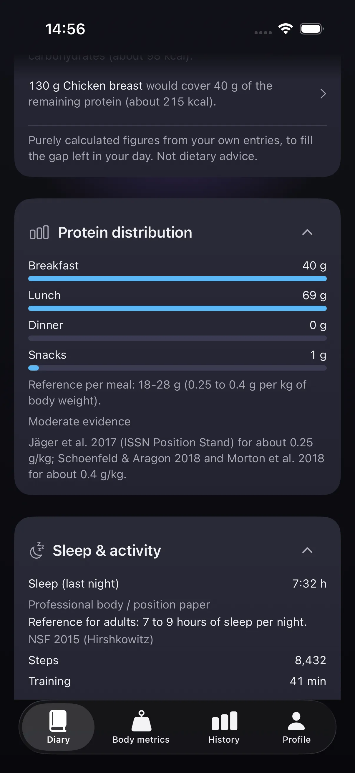 Longevity cards in The 8 Protocol: protein distribution and sleep with research sources
